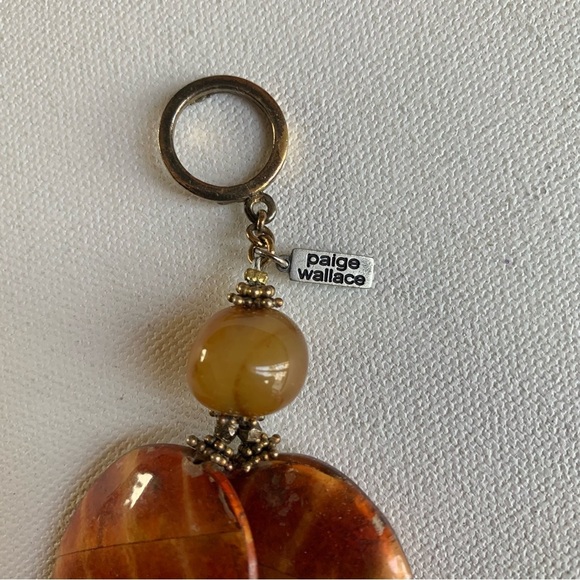 Paige Wallace 2 Strand Statement Necklace Chunky Agate Gemstone Tortoiseshell - Picture 4 of 13